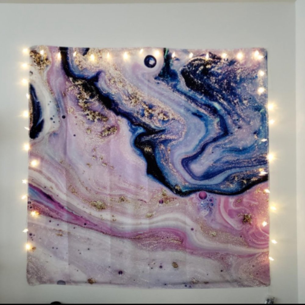 Psychedelic Art Gold Tapestry Colorful Room Decor 51'' x 59''